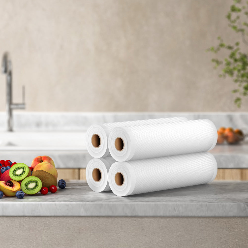 4 Rolls Food Vacuum Sealer Bags Storage Saver Heat Sealing Bag Pack 28CMX6M