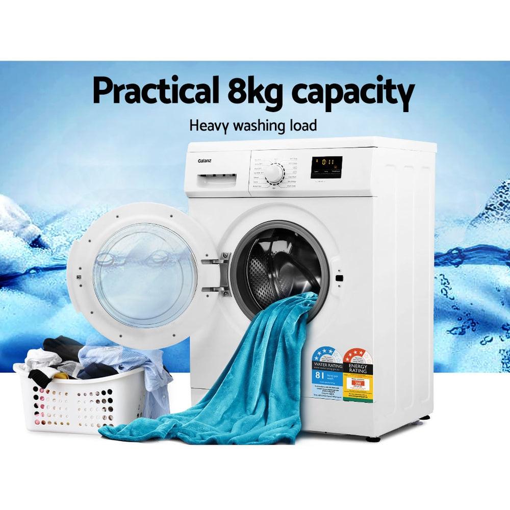 Devanti 8kg Front Load Washing Machine Quick Wash 24h Delay Start Automatic.