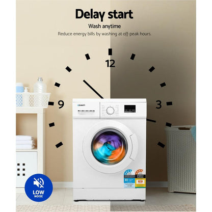 Devanti 8kg Front Load Washing Machine Quick Wash 24h Delay Start Automatic.