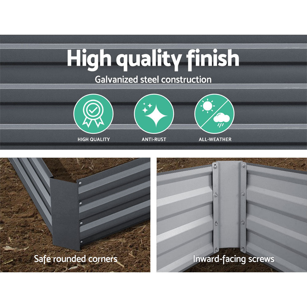 Green Fingers Garden Bed 180x90cm Planter Box Raised Container Galvanised Steel.