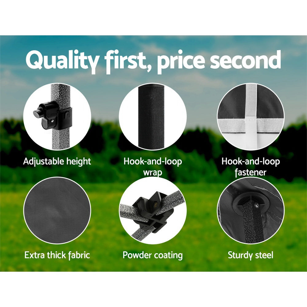 Instahut Gazebo Pop Up Marquee 3x4.5 Folding Tent Wedding Gazebos 500D Black.