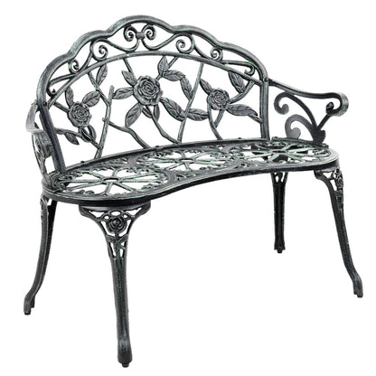 Gardeon Outdoor Garden Bench Seat 100cm Cast Aluminium Patio Chair Vintage Green.