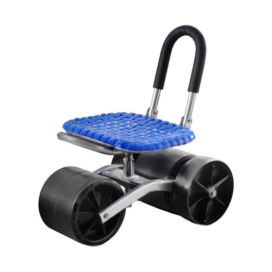 Gardeon Garden Stool Seat Foldable with Wheels Blue.