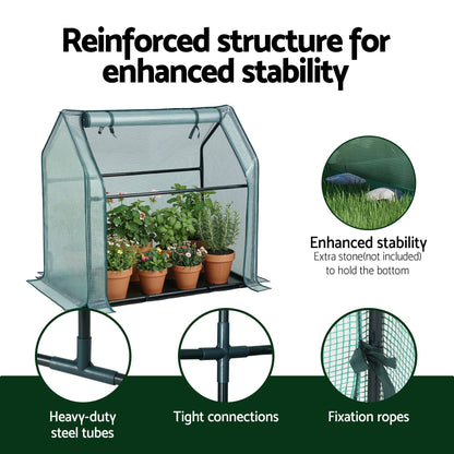 Green Fingers Mini Greenhouse 91x46x84cm Steel Frame PE Cover Outdoor Shelter