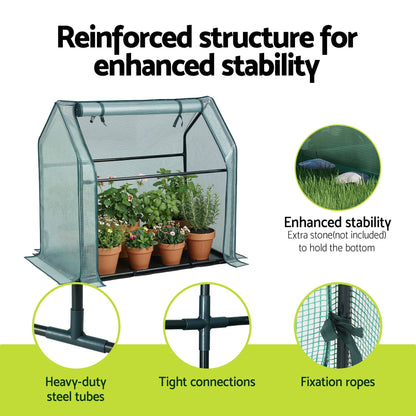 Green Fingers Mini Greenhouse 91x46x84cm Steel Frame PE Cover Outdoor Shelter