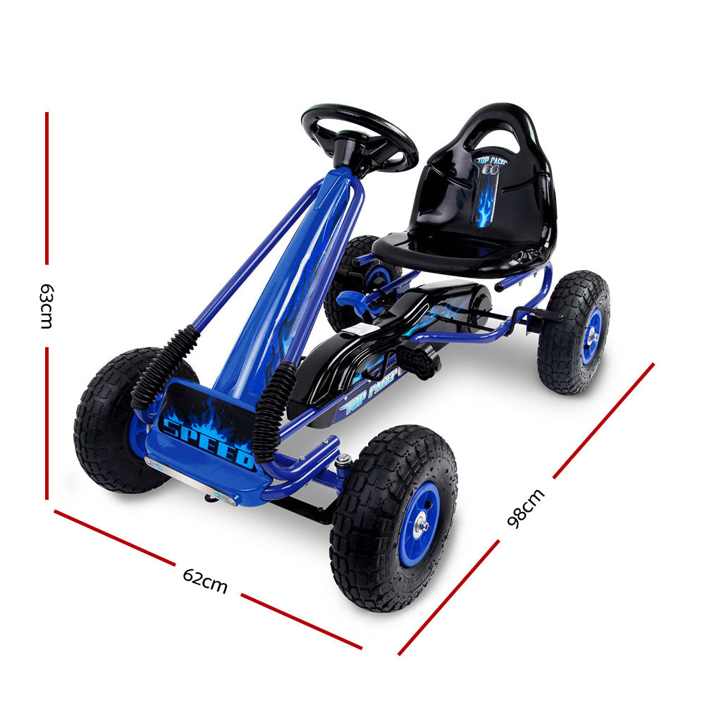Rigo Kids Pedal Go Kart Ride On Toys Racing Car Rubber Tyre Blue.