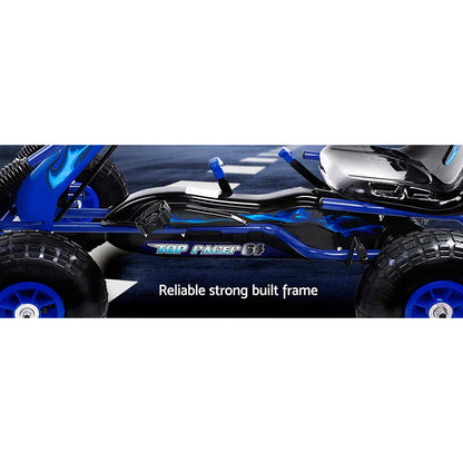 Rigo Kids Pedal Go Kart Ride On Toys Racing Car Rubber Tyre Blue.