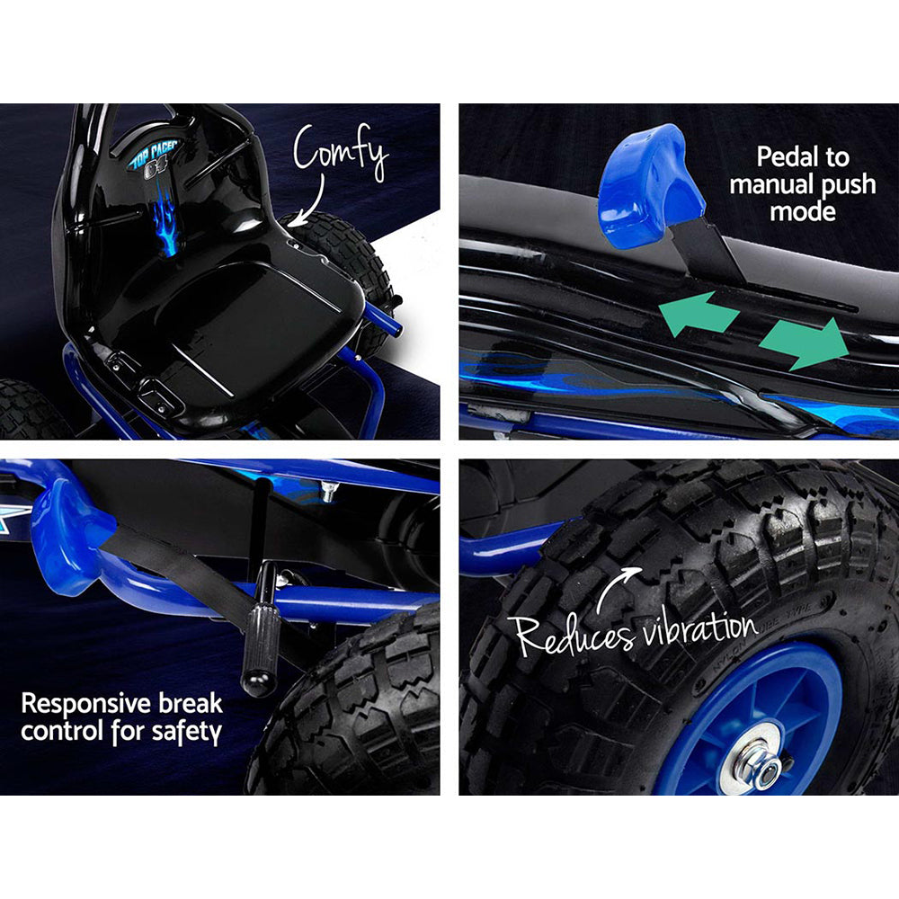 Rigo Kids Pedal Go Kart Ride On Toys Racing Car Rubber Tyre Blue.
