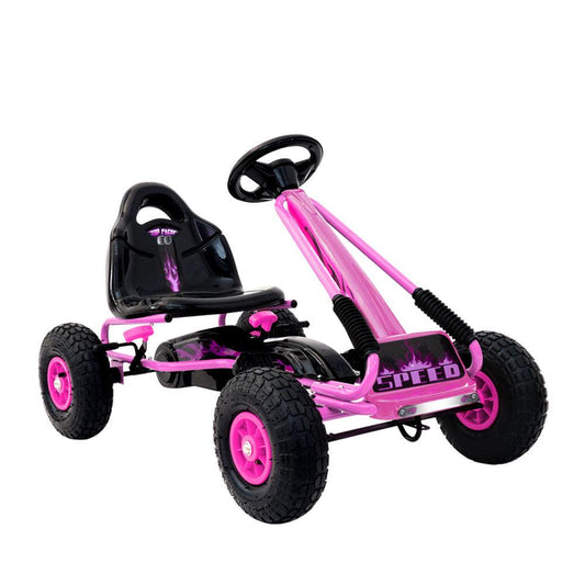 Rigo Kids Pedal Go Kart Ride On Toys Racing Car Rubber Tyre Pink.