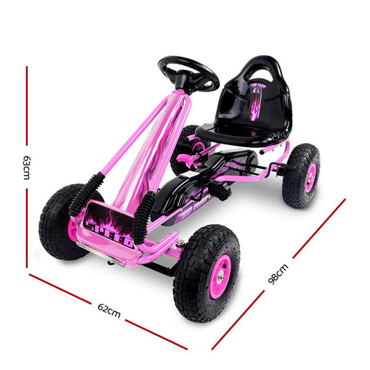 Rigo Kids Pedal Go Kart Ride On Toys Racing Car Rubber Tyre Pink.
