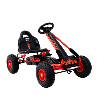 Rigo Kids Pedal Go Kart Ride On Toys Racing Car Rubber Tyre Red.