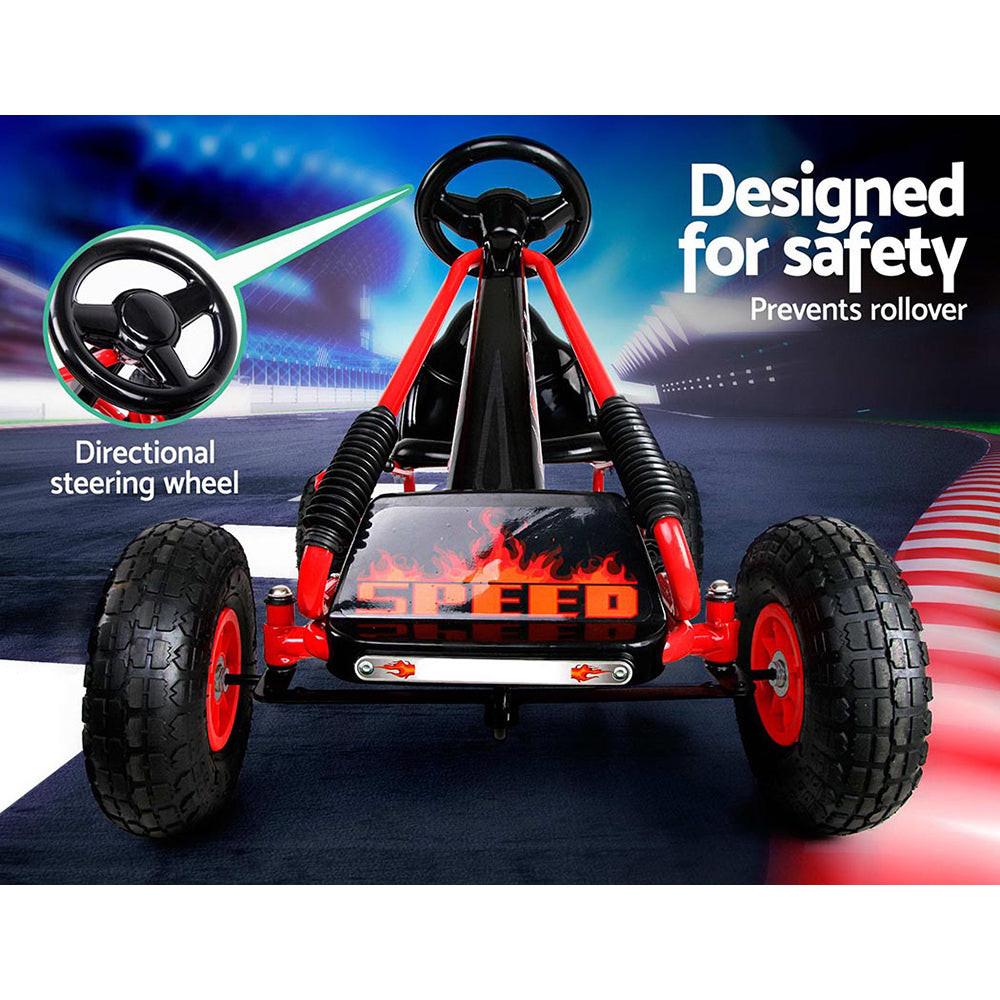 Rigo Kids Pedal Go Kart Ride On Toys Racing Car Rubber Tyre Red.
