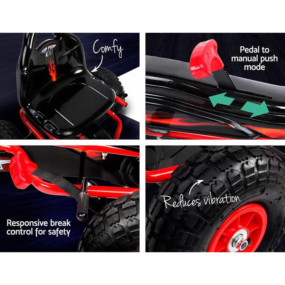Rigo Kids Pedal Go Kart Ride On Toys Racing Car Rubber Tyre Red.