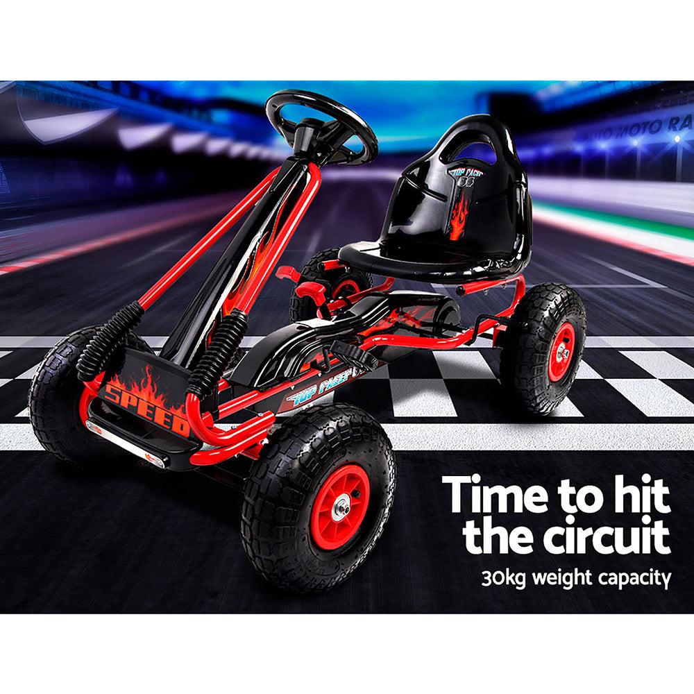 Rigo Kids Pedal Go Kart Ride On Toys Racing Car Rubber Tyre Red.