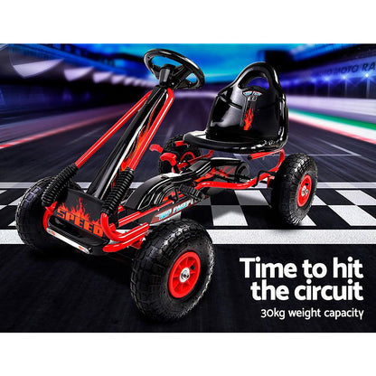 Rigo Kids Pedal Go Kart Ride On Toys Racing Car Rubber Tyre Red.