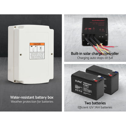 LockMaster Automatic Sliding Gate Opener Kit 20W Solar 6M 600KG