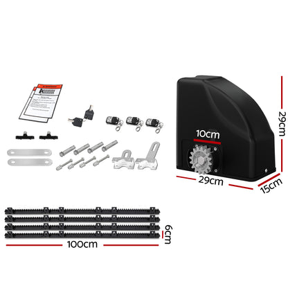 LockMaster Automatic Sliding Gate Opener Kit 20W Solar 4M 600KG