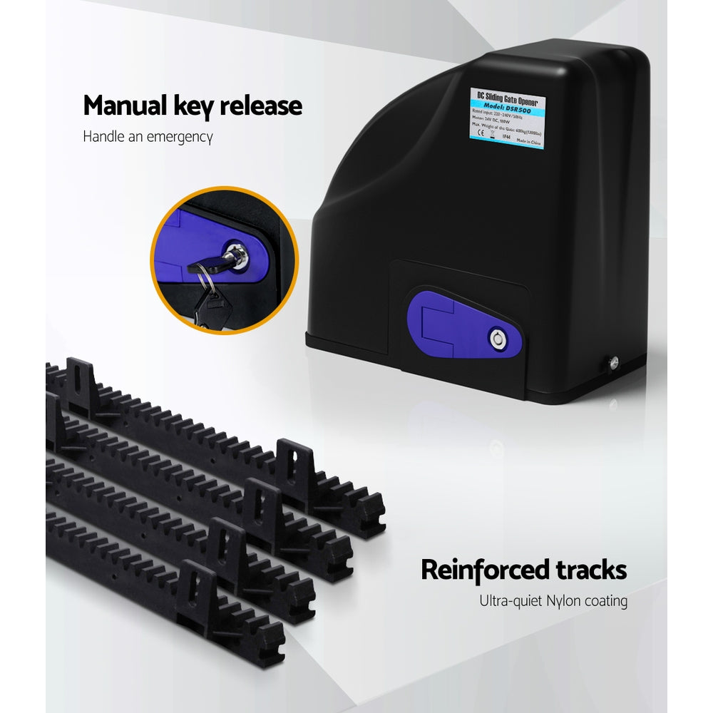 LockMaster Automatic Sliding Gate Opener Kit 20W Solar 4M 600KG