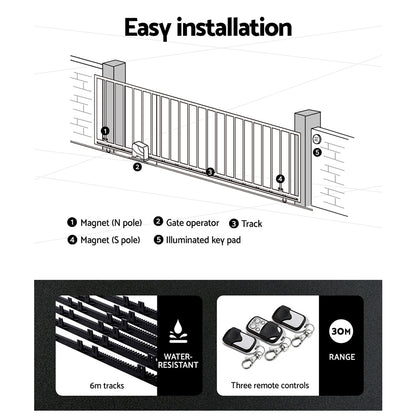 LockMaster Automatic Sliding Gate Opener Kit 6M 600KG