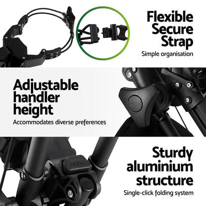 Everfit Golf Buggy Foldable Trolley Golf Cart Wheels Umbrella Bottle Holder.