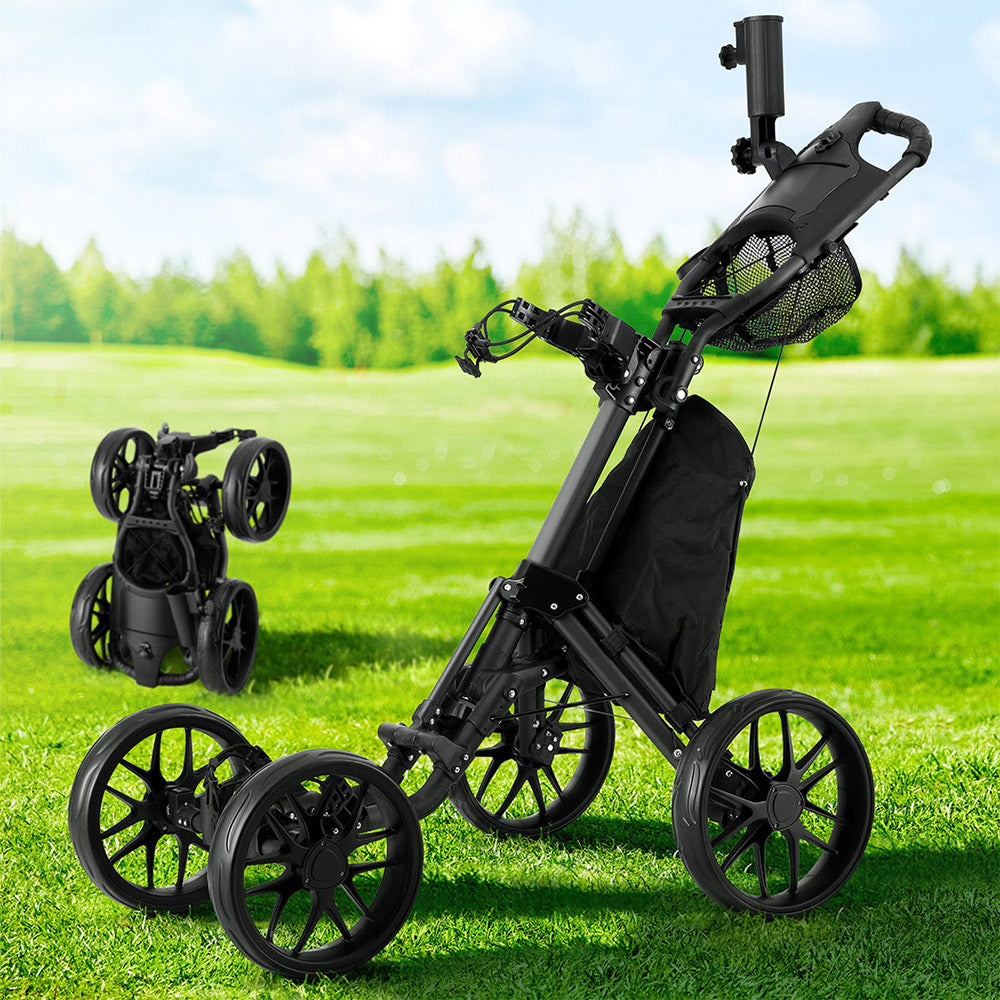 Everfit Golf Buggy Foldable Trolley Golf Cart Wheels Umbrella Bottle Holder.