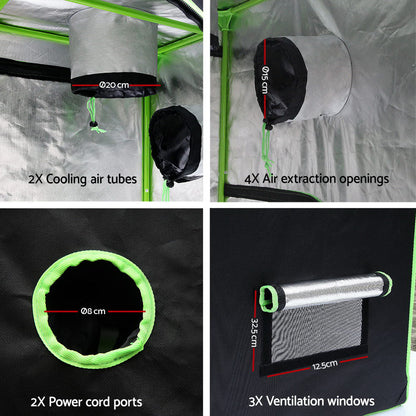 Green Fingers Grow Tent 120x120x200CM Hydroponics Kit Indoor Plant Room System.