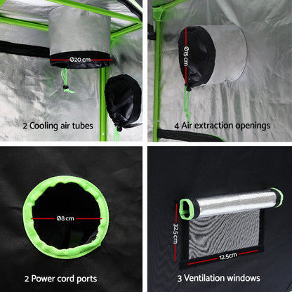 Green Fingers Grow Tent 90x50x160CM Hydroponics Kit Indoor Plant Room System.