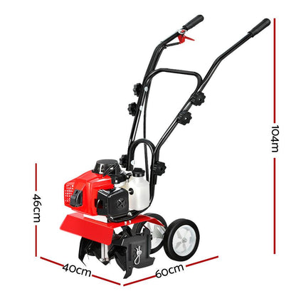 Giantz 63CC Tiller Garden Cultivator Rototiller 4 Blades Soil Plower Rotary Hoe.