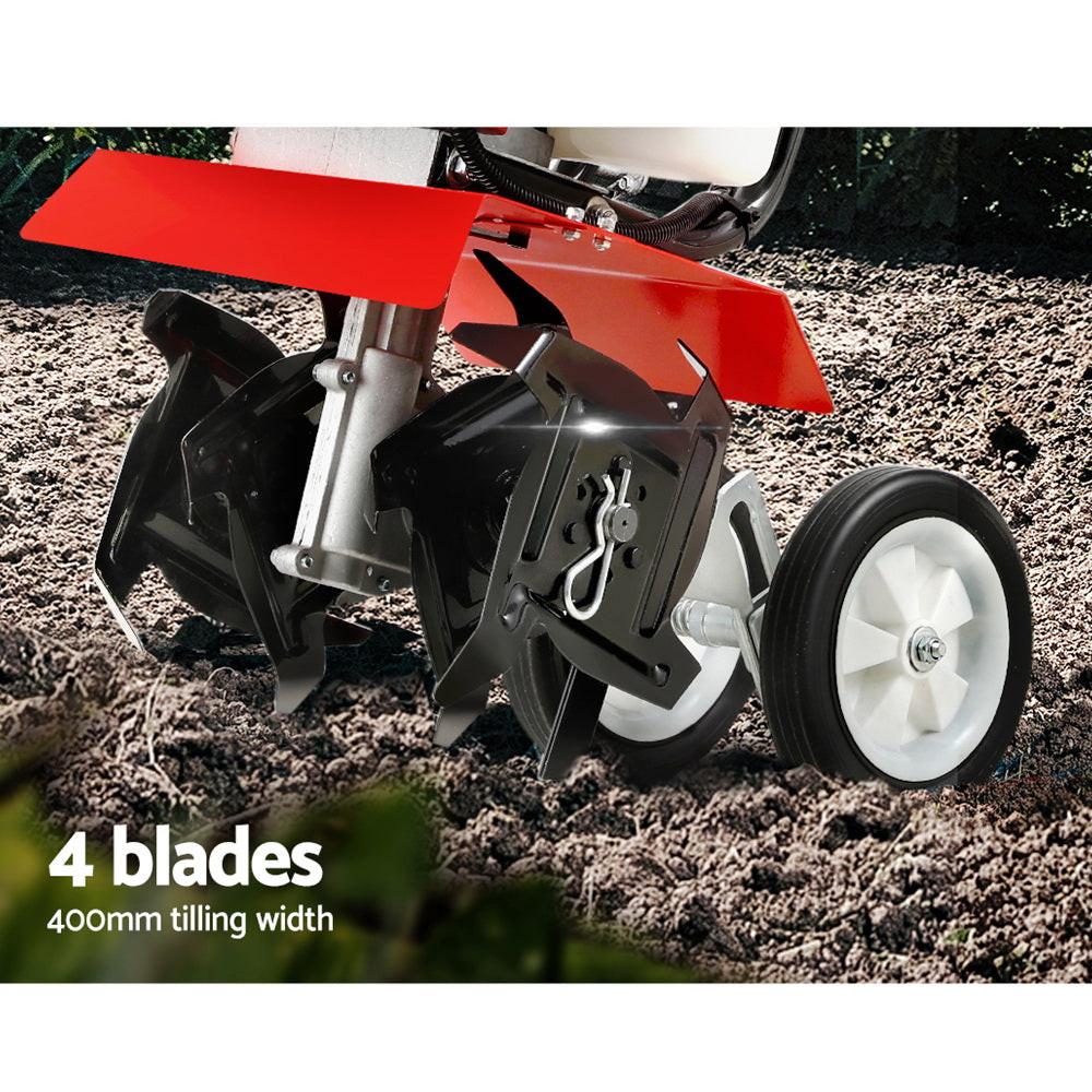 Giantz 63CC Tiller Garden Cultivator Rototiller 4 Blades Soil Plower Rotary Hoe.