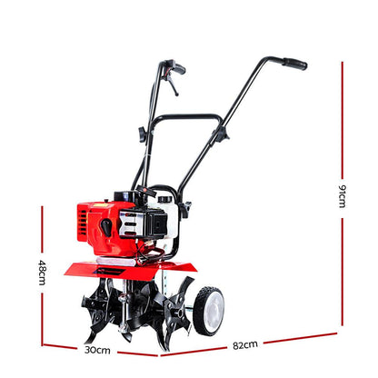 Giantz 65CC Tiller Rototiller Garden Cultivator 4 Blades Soil Power Rotary Hoe.
