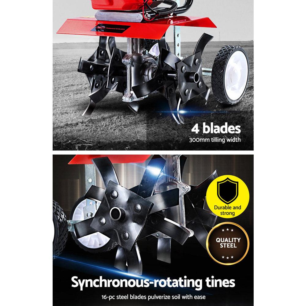 Giantz 65CC Tiller Rototiller Garden Cultivator 4 Blades Soil Power Rotary Hoe.