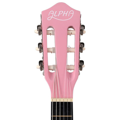 Alpha 34 Inch Classical Guitar Wooden Body Nylon String Beginner Kids Gift Pink.