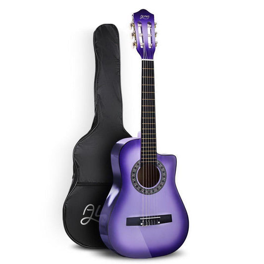 Alpha 34 Inch Classical Guitar Wooden Body Nylon String Beginner Kids Gift Purple.