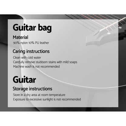 Alpha 38 Inch Acoustic Guitar Wooden Body Steel String Full Size Cutaway Black.