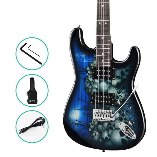 Alpha 41 Inch Electirc Guitar Humbucker Pickup Switch Full Size Skull Pattern.