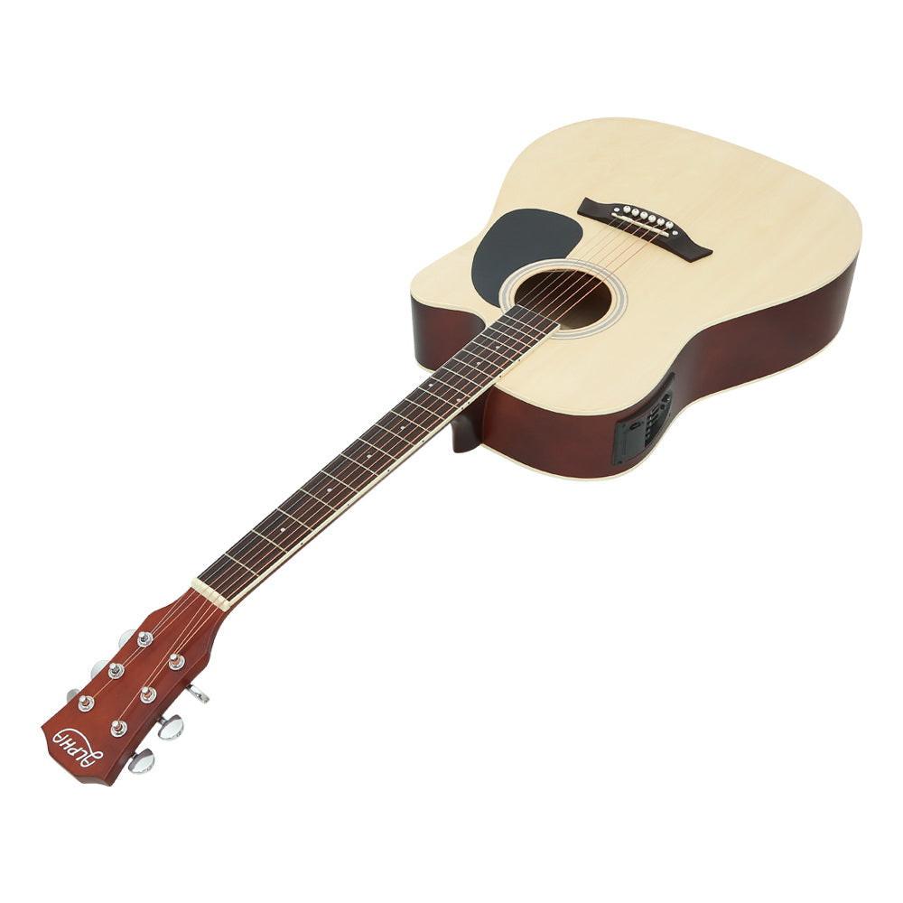 Alpha 41 Inch Acoustic Guitar Equaliser Electric Output Cutaway w/ Stand Wood.