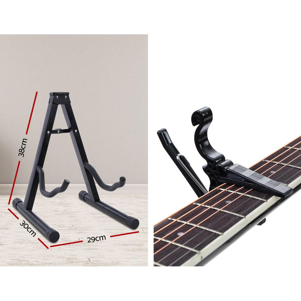 Alpha 41 Inch Acoustic Guitar Equaliser Electric Output Cutaway w/ Stand Wood.