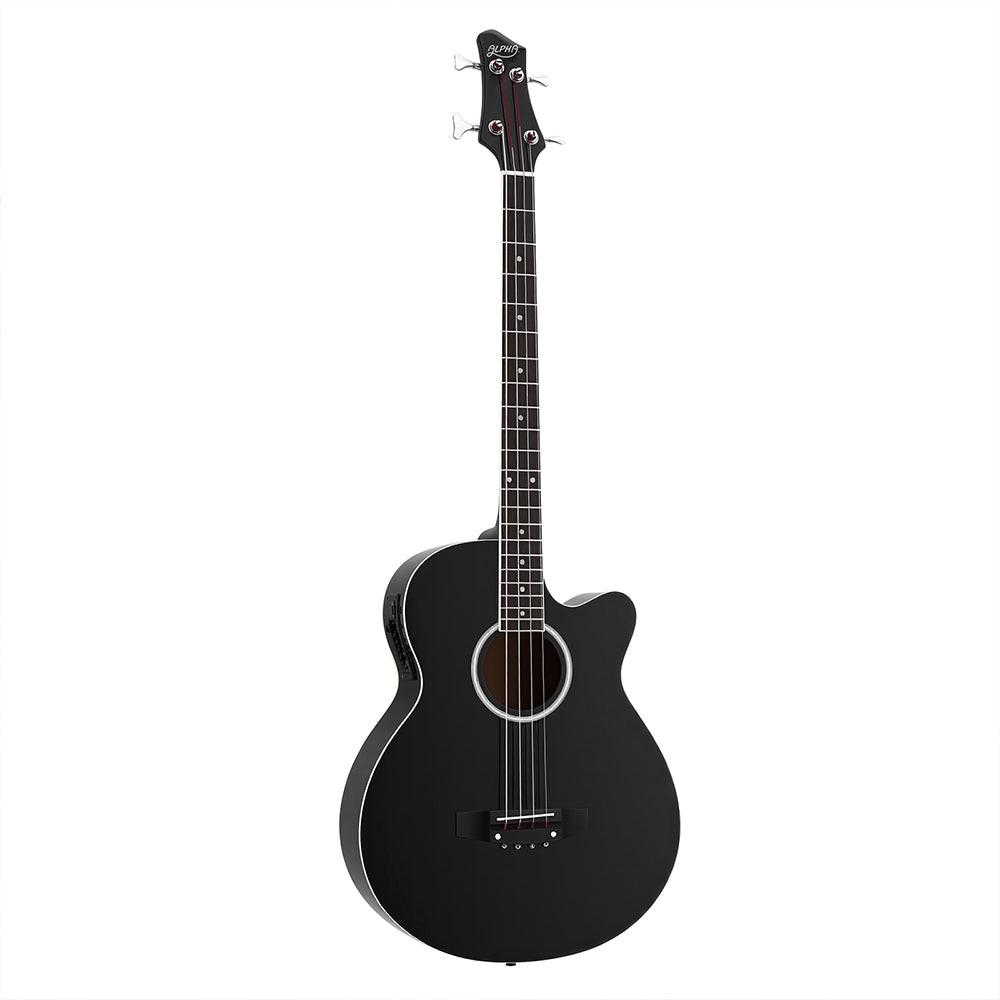 Alpha 43" Acoustic Bass Guitar Black 4-Band EQ.