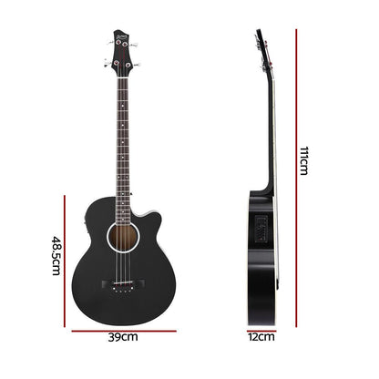 Alpha 43" Acoustic Bass Guitar Black 4-Band EQ.