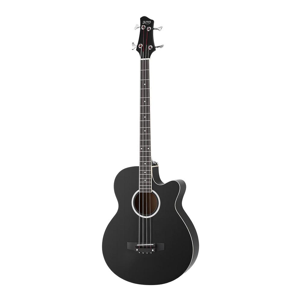 Alpha 43" Acoustic Bass Guitar Black 4-Band EQ.