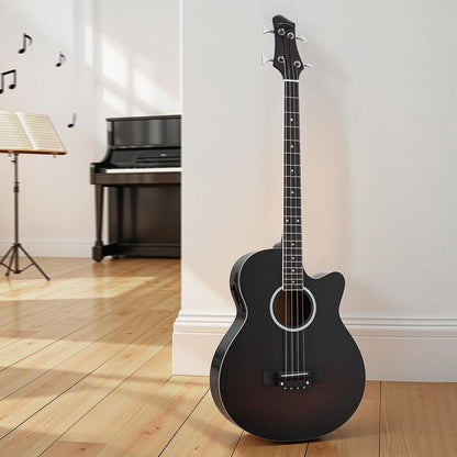 Alpha 43" Acoustic Bass Guitar Black 4-Band EQ.