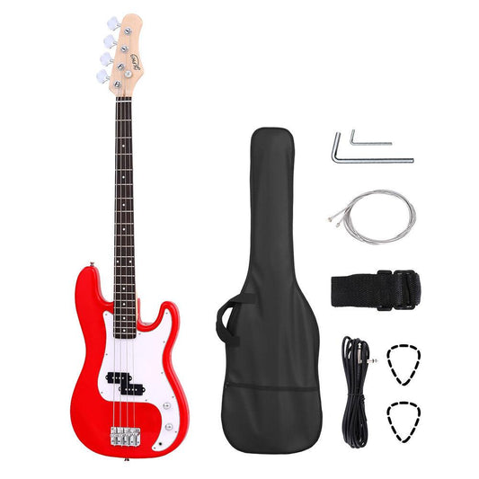 Alpha Electric Guitar Bass  47 Inch Red.