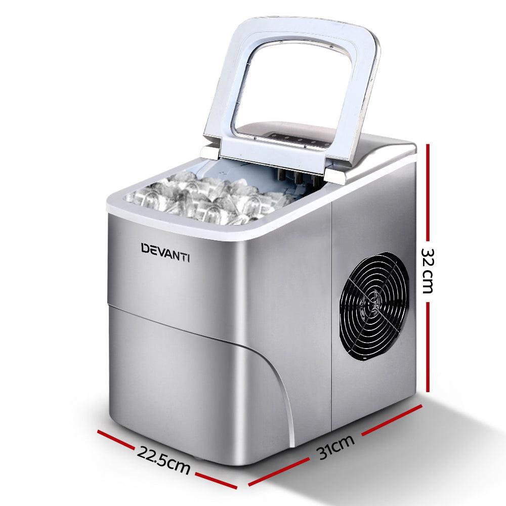 Devanti Portable Ice Cube Maker - Silver.