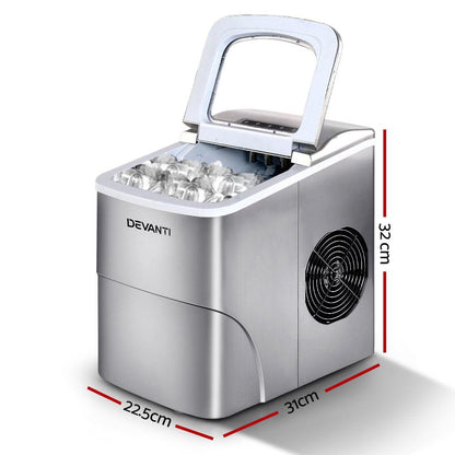 Devanti Portable Ice Cube Maker - Silver.