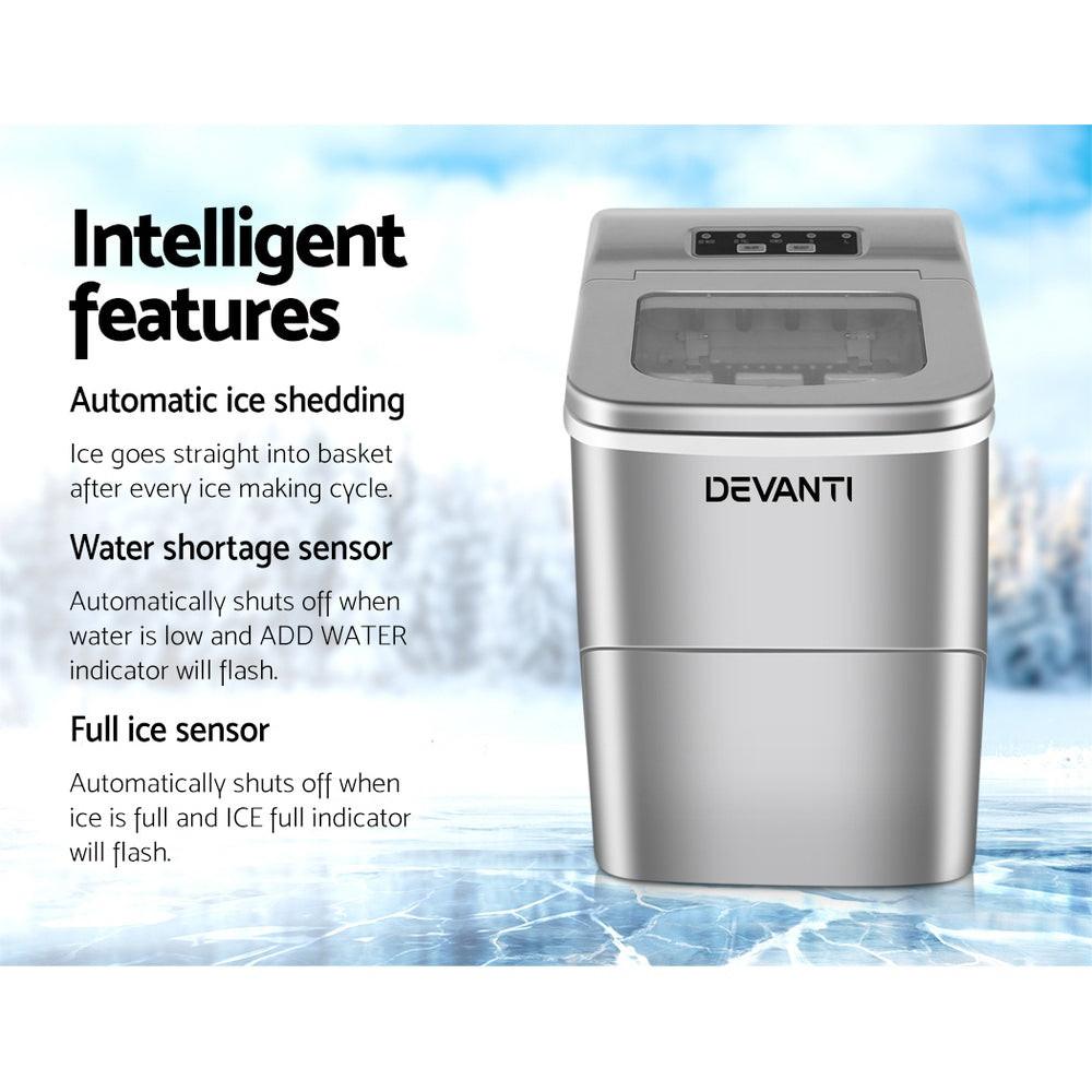 Devanti Portable Ice Cube Maker - Silver.