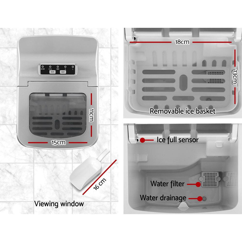 Devanti Portable Ice Cube Maker - Silver.