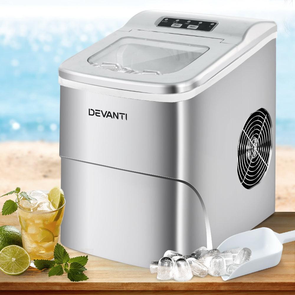 Devanti Portable Ice Cube Maker - Silver.