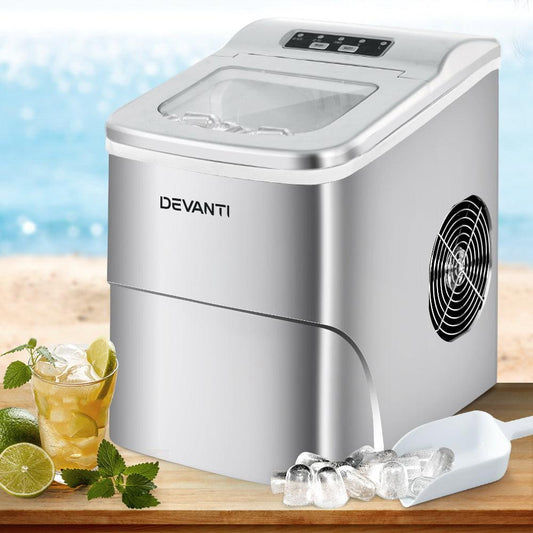 Devanti Portable Ice Cube Maker - Silver.