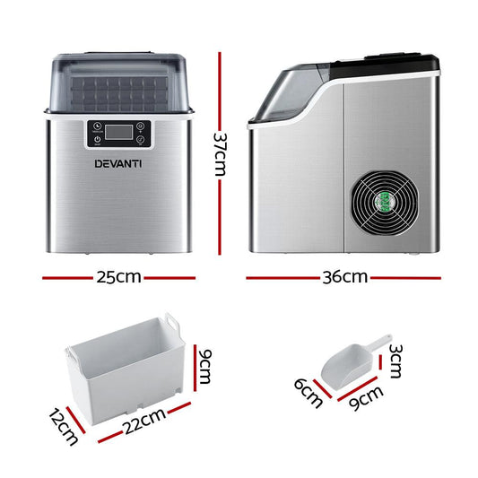 Devanti Ice Maker Machine Commercial Portable Ice Cube Tray Countertop 3.2L.