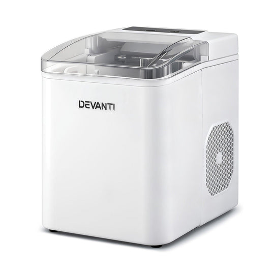 Devanti Ice Maker Machine Portable 12kg Countertop w/Self Cleaning 1.2L White.